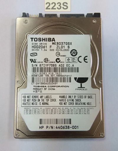 Лот: 16022584. Фото: 1. Жесткий диск Toshiba MK8037GSX... Жёсткие диски (HDD)