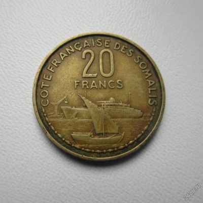 Лот: 5645618. Фото: 1. Французское Сомали 20 франков... Африка