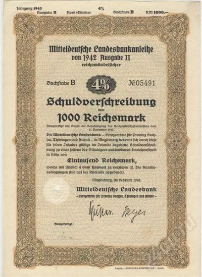 Лот: 349821. Фото: 1. Германия. 3-й Рейх. Облигация... Германия и Австрия