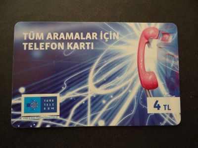Лот: 7567609. Фото: 1. Телефонная карта TurkTelekom 4TL... Телефонные, пластиковые карты