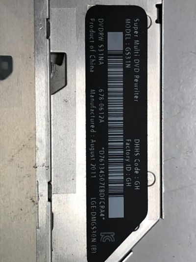 Лот: 20277522. Фото: 1. Дисковод apple от MacBook GS31N. Приводы CD, DVD, BR, FDD