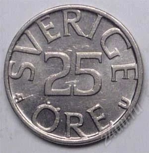 Лот: 1452816. Фото: 1. Швеция. 25 орэ 1980г. Европа
