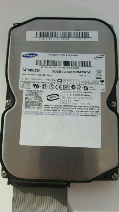 Лот: 9203382. Фото: 1. Жёсткий диск Samsung sp0802n 80... Жёсткие диски (HDD)