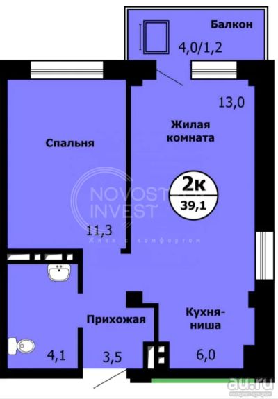 Лот: 18185232. Фото: 1. 2-к квартира 39 м2 10/19 этаж. Квартиры, студии