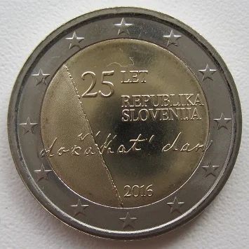Лот: 7795892. Фото: 1. Словения 2 евро 2016. 25 лет Независимости... Европа