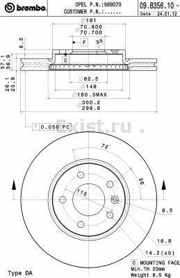 Лот: 13970451. Фото: 1. Тормозные диски Opel Astra J 300... Тормозная система