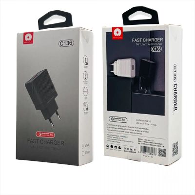 Лот: 22145355. Фото: 1. СЗУ WUW C-136 1*USB QC3.0 Black. Зарядные устройства, блоки питания, адаптеры сетевые для смартфонов