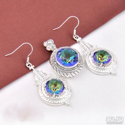 Лот: 7233355. Фото: 1. Комплект серьги и кулон № 3 с... Комплекты изделий
