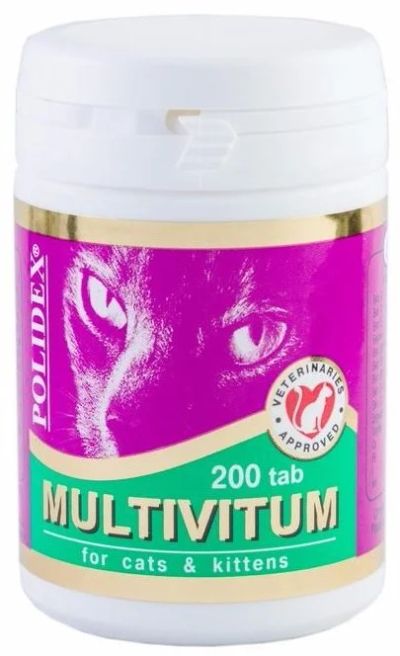 Лот: 11357286. Фото: 1. Polidex Multivitum для кошек и... Косметика для животных