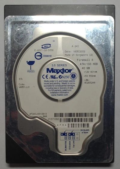 Лот: 5398031. Фото: 1. HDD / Maxtor / Model: 2F040J0... Жёсткие диски (HDD)
