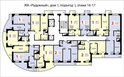Лот: 11013928. Фото: 1. 1-комн. 46,6 кв.м. в ЖК "Радужный... Квартиры, студии