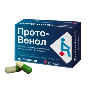 Лот: 23990005. Фото: 1. Прото-венол капс. №30. Лекарства