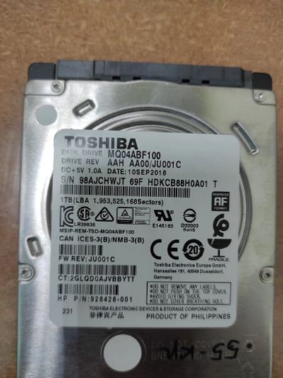 Лот: 21114374. Фото: 1. Жёсткий диск Toshiba MQ04ABF100. Жёсткие диски (HDD)
