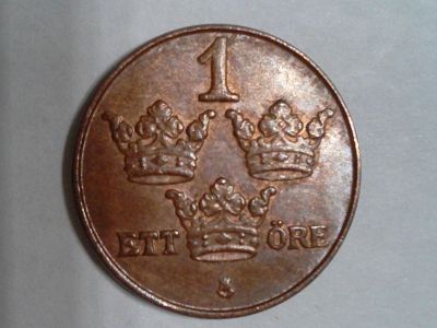 Лот: 14478362. Фото: 1. Монета Швеции 1 эре, 1950 год. Европа