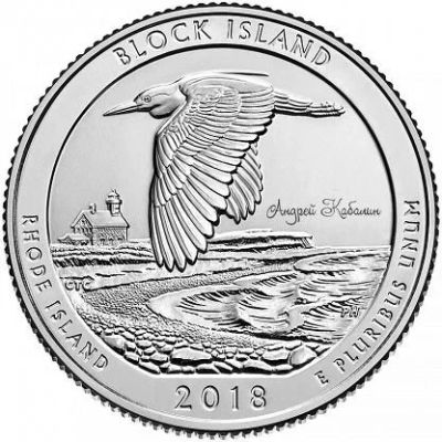 Лот: 12718420. Фото: 1. США 25 центов 2018 год 45 парк... Америка