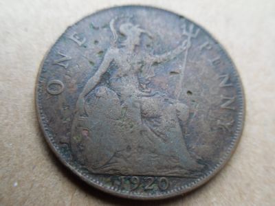 Лот: 16249775. Фото: 1. Великобритания 1 пенни 1920. Великобритания и острова