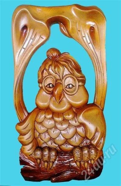 Лот: 441574. Фото: 1. Резьба по дереву. Панно "Сова-мудрена... Резьба