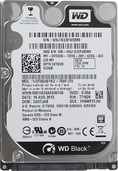 Лот: 9512560. Фото: 1. Жесткий диск HDD 500Gb 2,5” WD... Жёсткие диски (HDD)