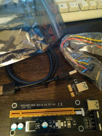 Лот: 9834930. Фото: 1. USB райзер riser 1x-16x ver. 006... Шлейфы, кабели, переходники