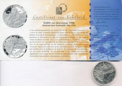 Лот: 6035953. Фото: 1. Австрия 5 евро 1996 1000-летие... Европа
