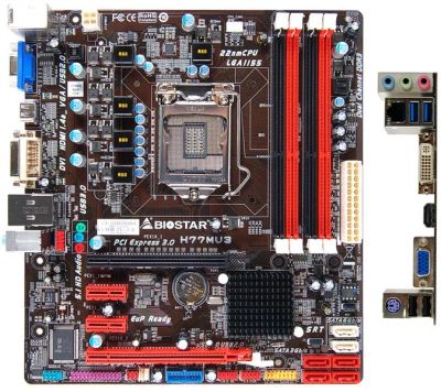 Лот: 15541234. Фото: 1. Biostar H77MU3 Ver. 6.x (LGA 1155... Материнские платы