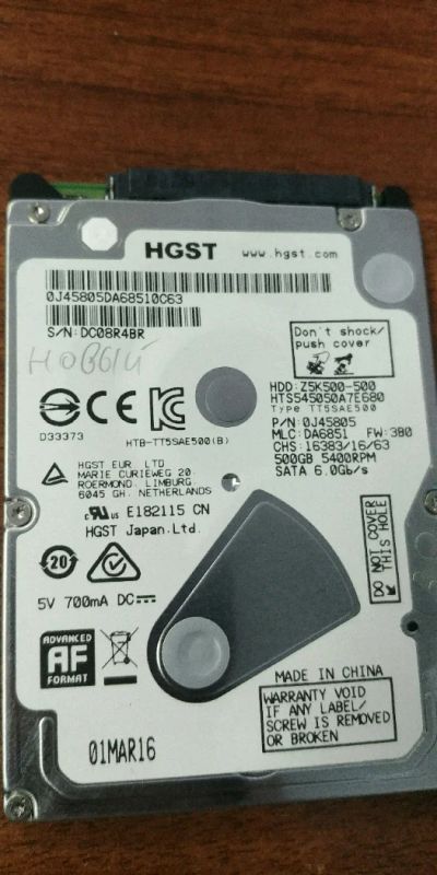 Лот: 11048601. Фото: 1. Жесткий диск 2,5" HGST 500Gb. Жёсткие диски