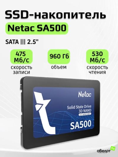 Лот: 21002910. Фото: 1. SSD-накопитель 960Гб Netac SA500... SSD-накопители