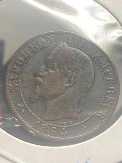 Лот: 19816383. Фото: 1. Франция 5 сантимов, 1864 Отметка... Европа
