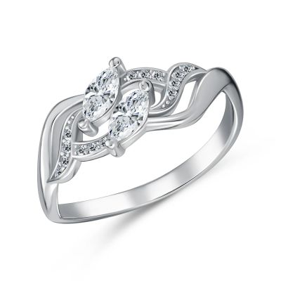 Лот: 23888195. Фото: 1. Серебряное кольцо с фианитами... Кольца, перстни