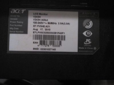 Лот: 9055954. Фото: 1. Монитор Acer V243H. ЖК-мониторы