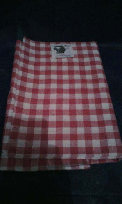 Лот: 7396560. Фото: 1. Скатерть полульняная (красная). Скатерти, салфетки