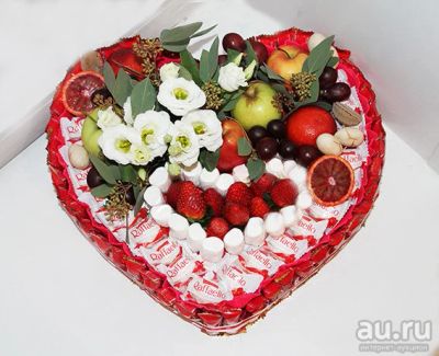 Лот: 13330119. Фото: 1. Сердце сладкое фруктово-цветочное. Букеты из конфет, игрушек