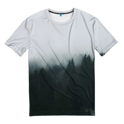 Лот: 11472069. Фото: 1. Мужская футболка 3D "Лес в тумане... Футболки
