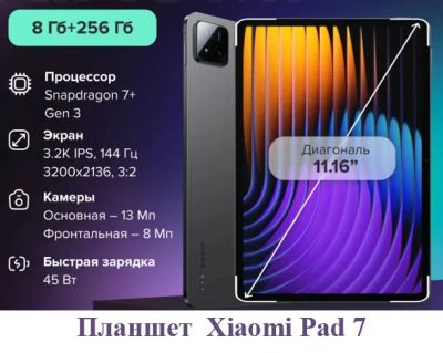 Лот: 25169507. Фото: 1. Планшет Xiaomi Pad 7 8/256. Планшеты