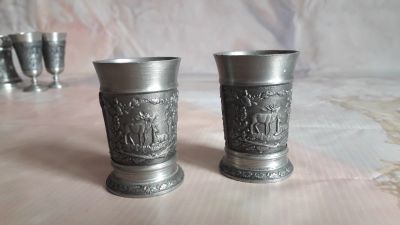 Лот: 15481687. Фото: 1. Рюмки Jager 2шт. Zinn-Олово Германия. Предметы интерьера и быта
