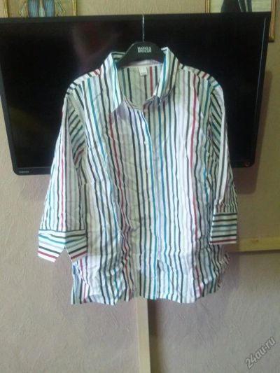 Лот: 5898032. Фото: 1. Рубашка полосатая очень большого... Блузы, рубашки, водолазки