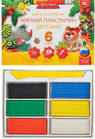 Лот: 21068546. Фото: 1. Пластилин "Детский", 6 цветов... Другое (игрушки)