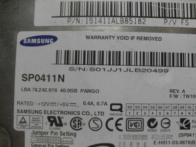 Лот: 6103416. Фото: 1. Жесткий дист Samsung 40Gb IDE. Жёсткие диски (HDD)