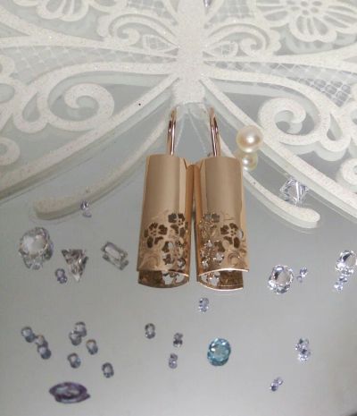 Лот: 16960600. Фото: 1. Серьги золото 585 проба "Маки... Серьги, каффы