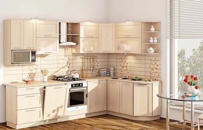 Лот: 15402587. Фото: 1. Кухонный гарнитур угловой светлое... Кухонные гарнитуры