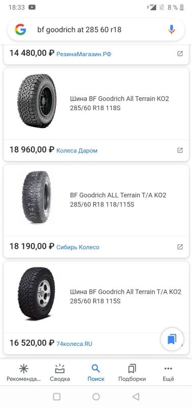 Лот: 17497571. Фото: 1. Шины 285x60x18 BFGoodrich. Шины