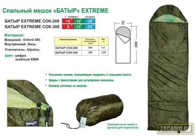 Лот: 13014506. Фото: 1. Спальный мешок БАТЫР EXTREME СОК-200... Спальные мешки, надувные кровати, коврики туристические