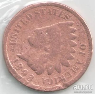 Лот: 14480552. Фото: 1. 1 цент 1893 года, США индеец... Америка