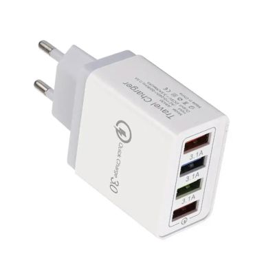 Лот: 23061367. Фото: 1. 🔌 Адаптер сетевой на 4 USB-порта... Дата-кабели, переходники