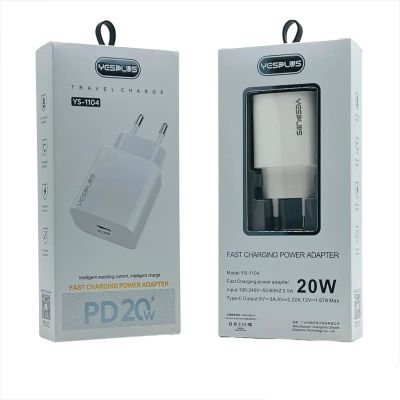 Лот: 22145088. Фото: 1. СЗУ YESPLUS YS-1104 PD20W (White... Зарядные устройства, блоки питания, адаптеры сетевые для смартфонов