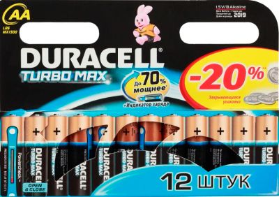 Лот: 3596876. Фото: 1. Батарейка Duracell LR6/12BL Turbomax... Батарейки, аккумуляторы, элементы питания