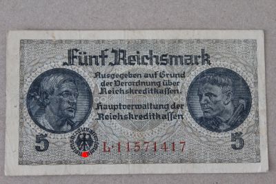 Лот: 25244456. Фото: 1. Германия 5 рейхсмарок марок 1939... Германия и Австрия