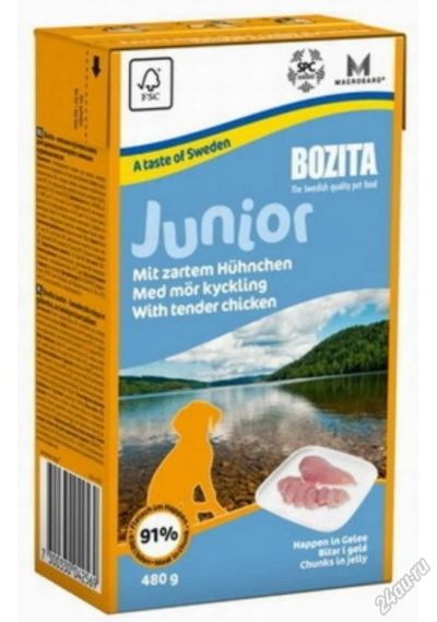 Лот: 5562364. Фото: 1. Консервы Bozita Junior для щенков... Корма