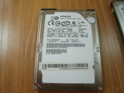 Лот: 5634475. Фото: 1. Жесткий диск 2.5" SATA 80Gb Hitachi. Жёсткие диски (HDD)