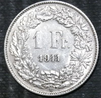 Лот: 15210386. Фото: 1. Швейцария. 1 франк. 1911 год... Остальные страны